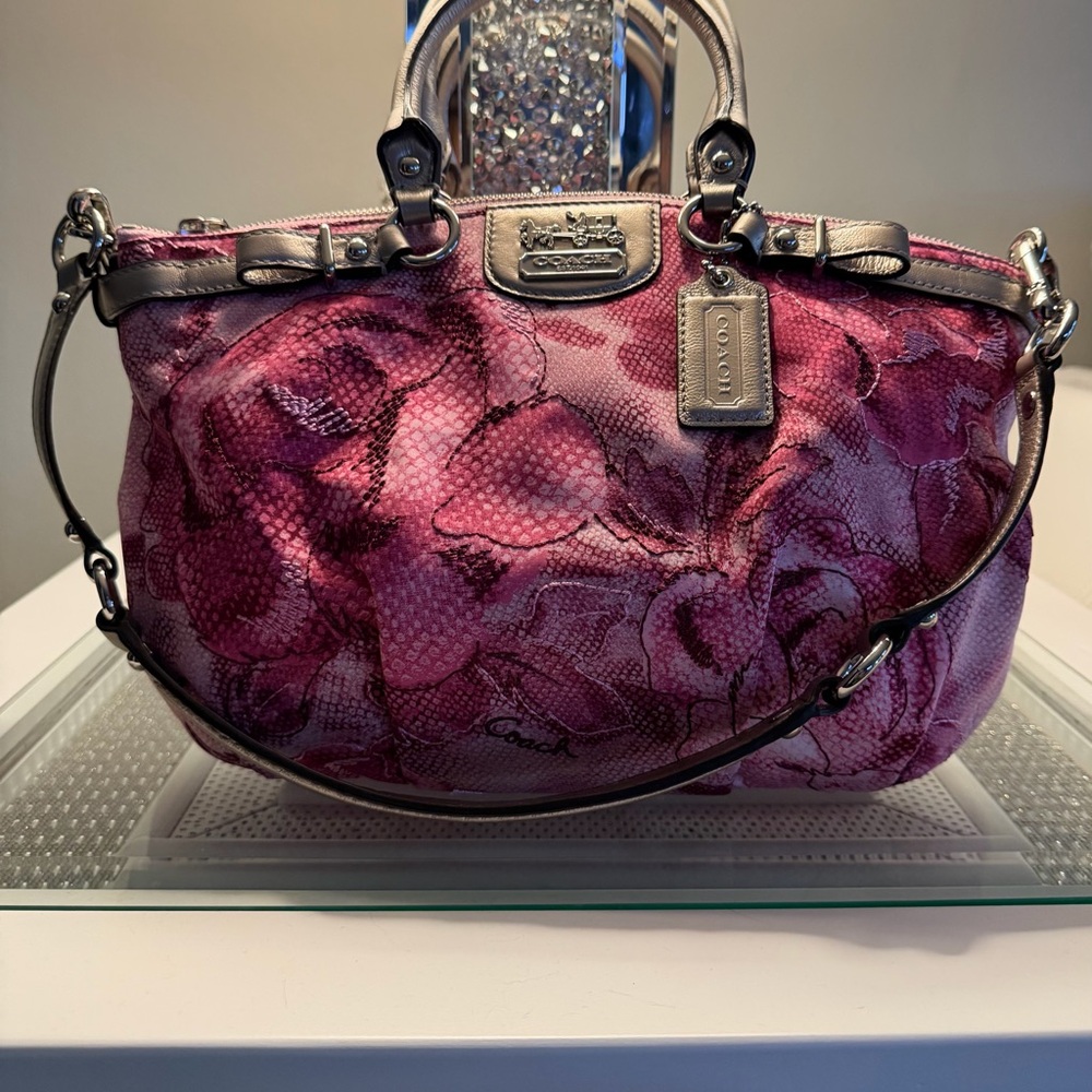 Coach Pink Floral Satchel Bag - Picture 2 of 8